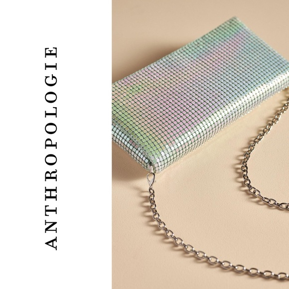 Anthropologie Dolce Vita Chainmail Clutch Green - Picture 5 of 5